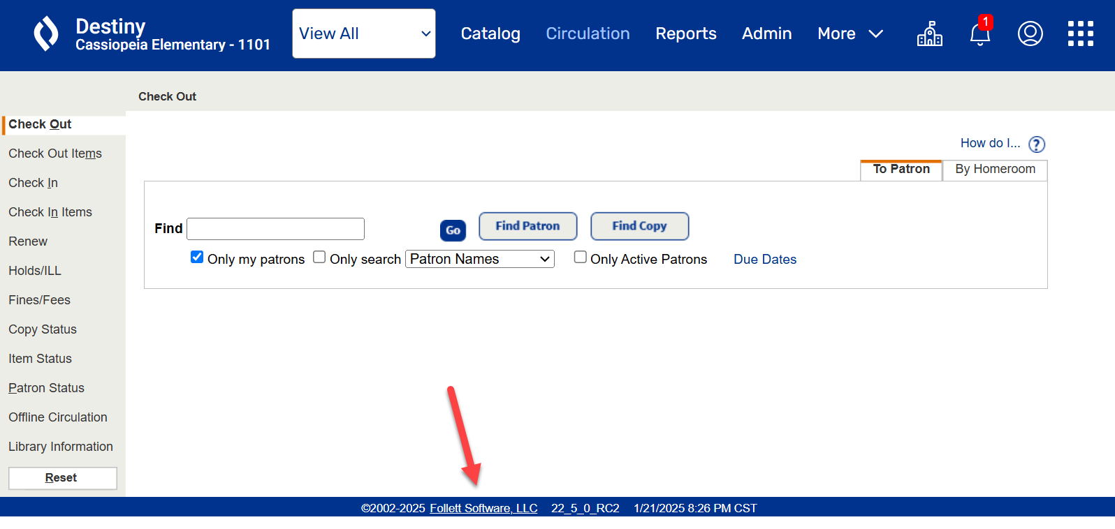 Homepage showing FSS link.