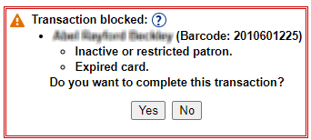 Block message when trying to circulate to a patron with an inactive or restricted status.