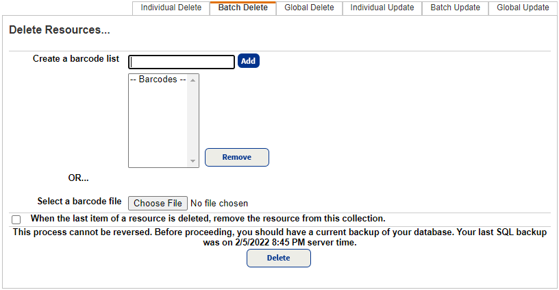 Batch Delete (Resource Manager)