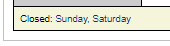 Link to close days.